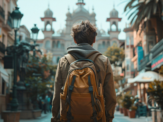 The Frankfurt city surrounded by buildings under a cloudy sky during a golden sunset in Germany